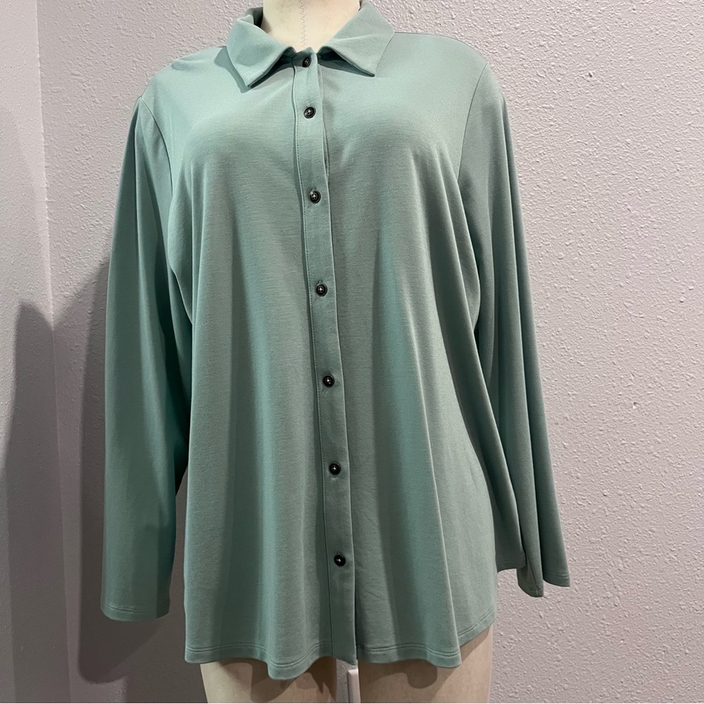 Light Sage Green Button-Front Women’s Top Sz XL